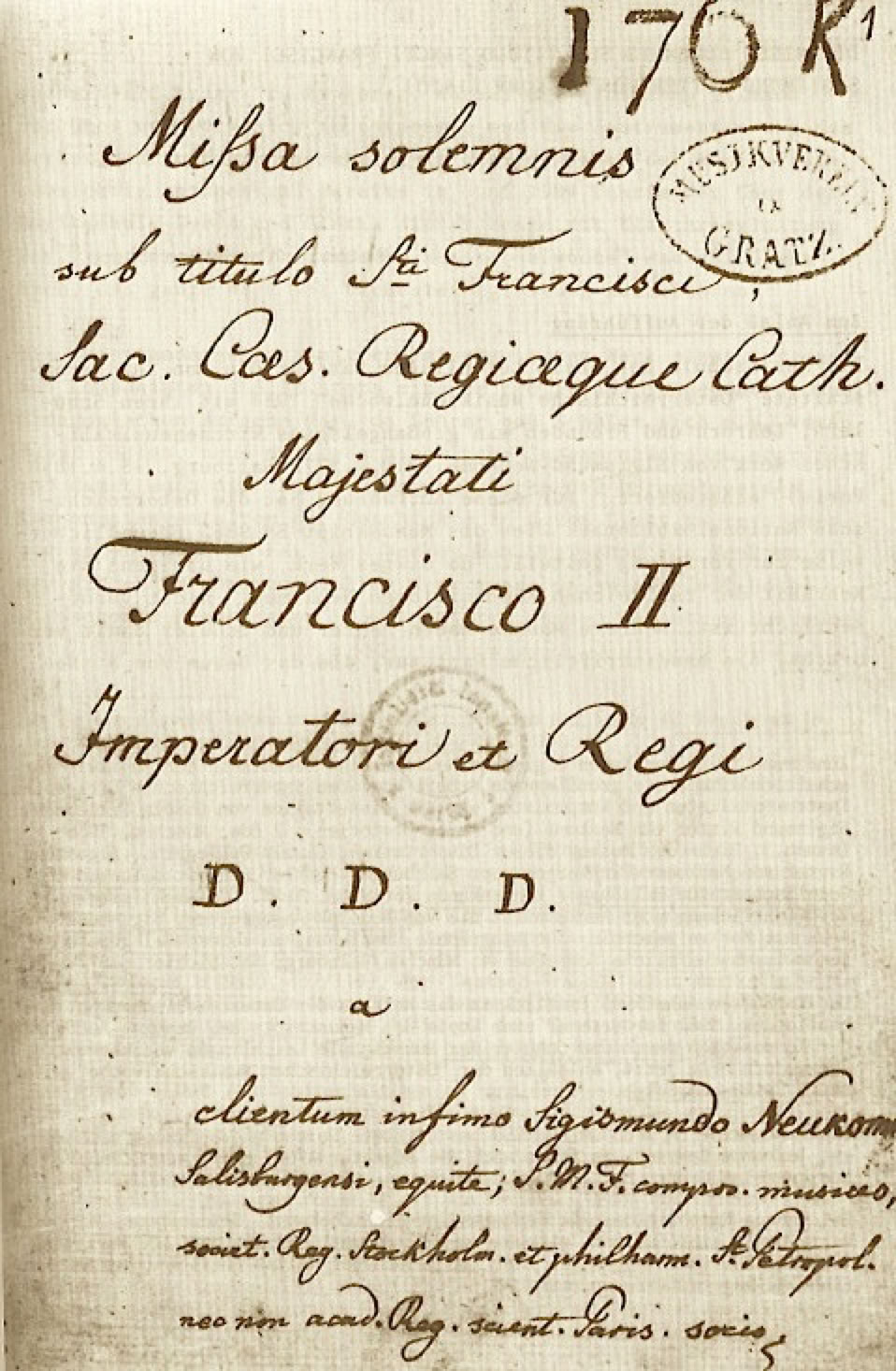 Messe an Fraz II von Neukomm. Forschung A.A.Bispo